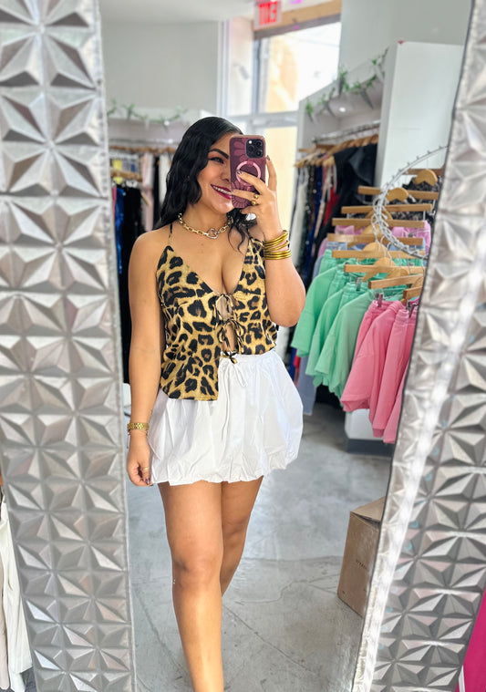 SATIN LEOPARD TOP