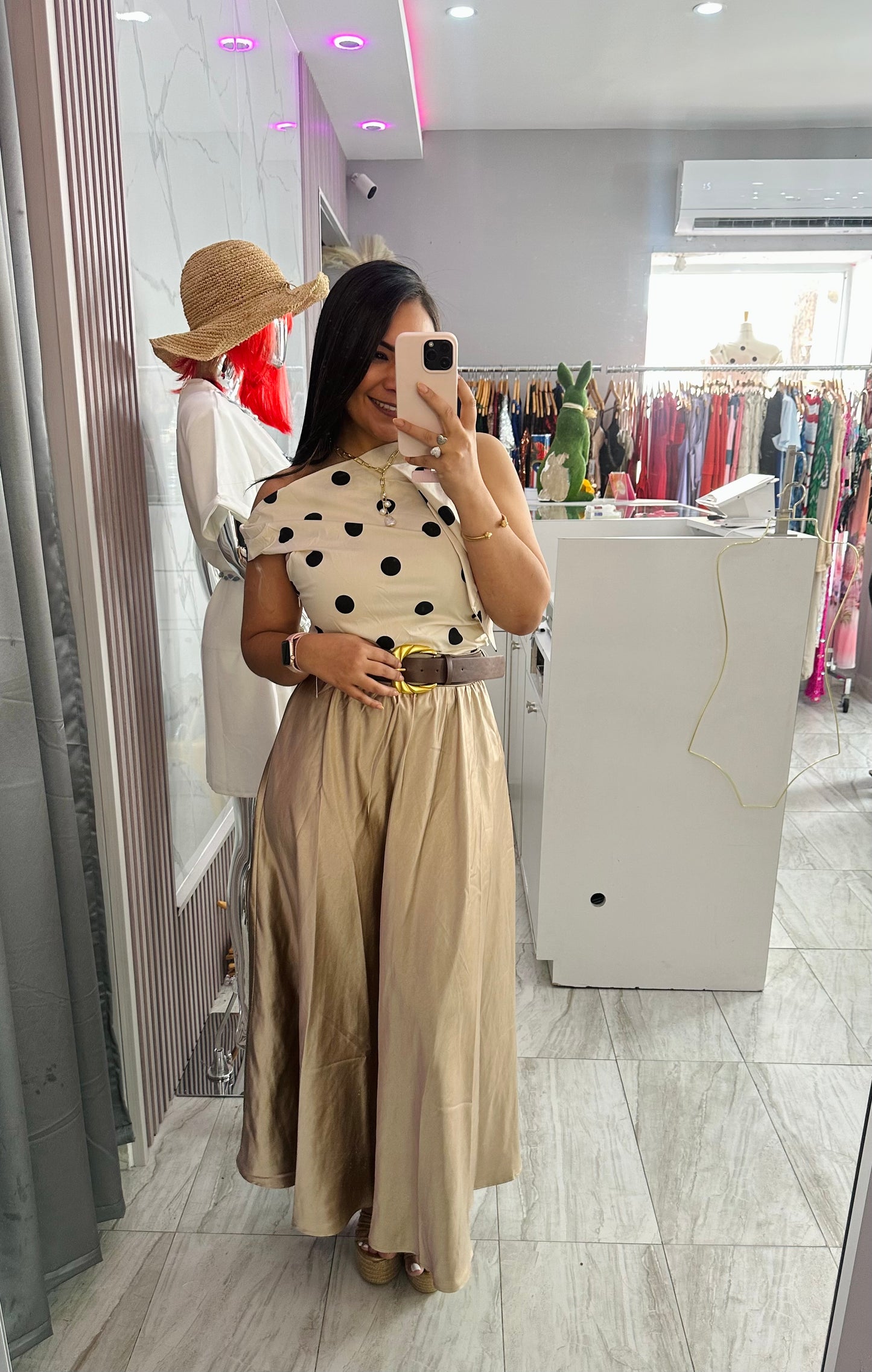 TAUPE MAXI SKIRT WITH BELT
