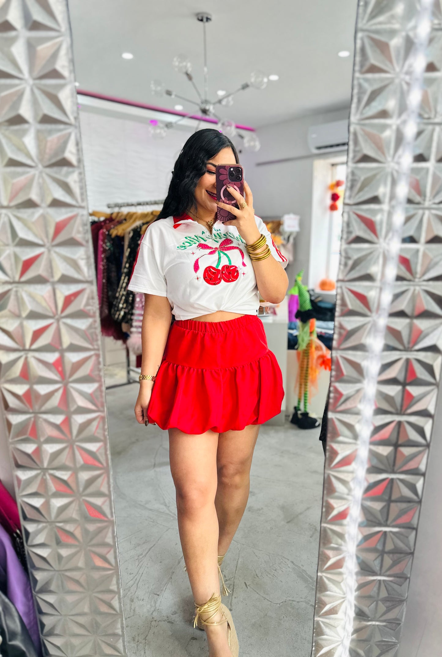 RED BUBBLE SKORT