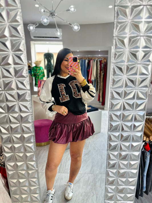 BURGUNDY BUBBLE SKORT