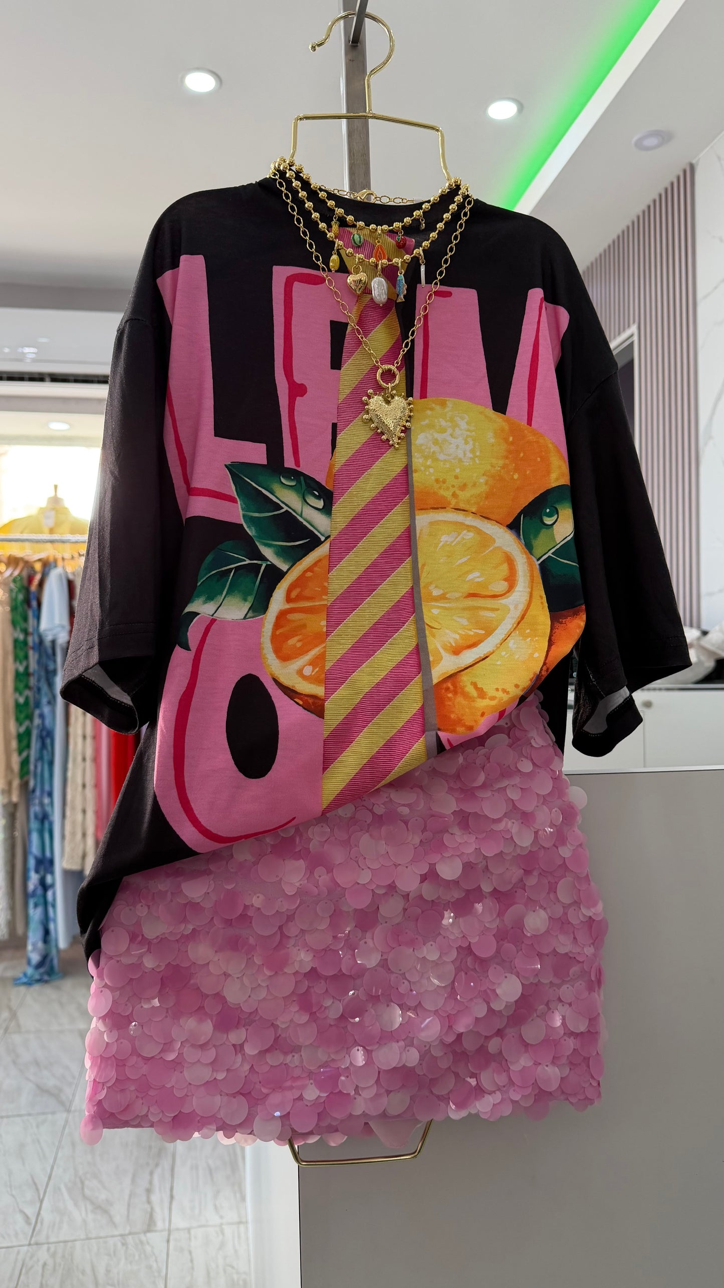 COLBATA LEMON BLACK SHIRT (TOP SOLAMENTE)