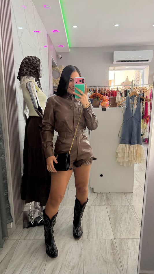 MAPLE LEATHER ROMPERS