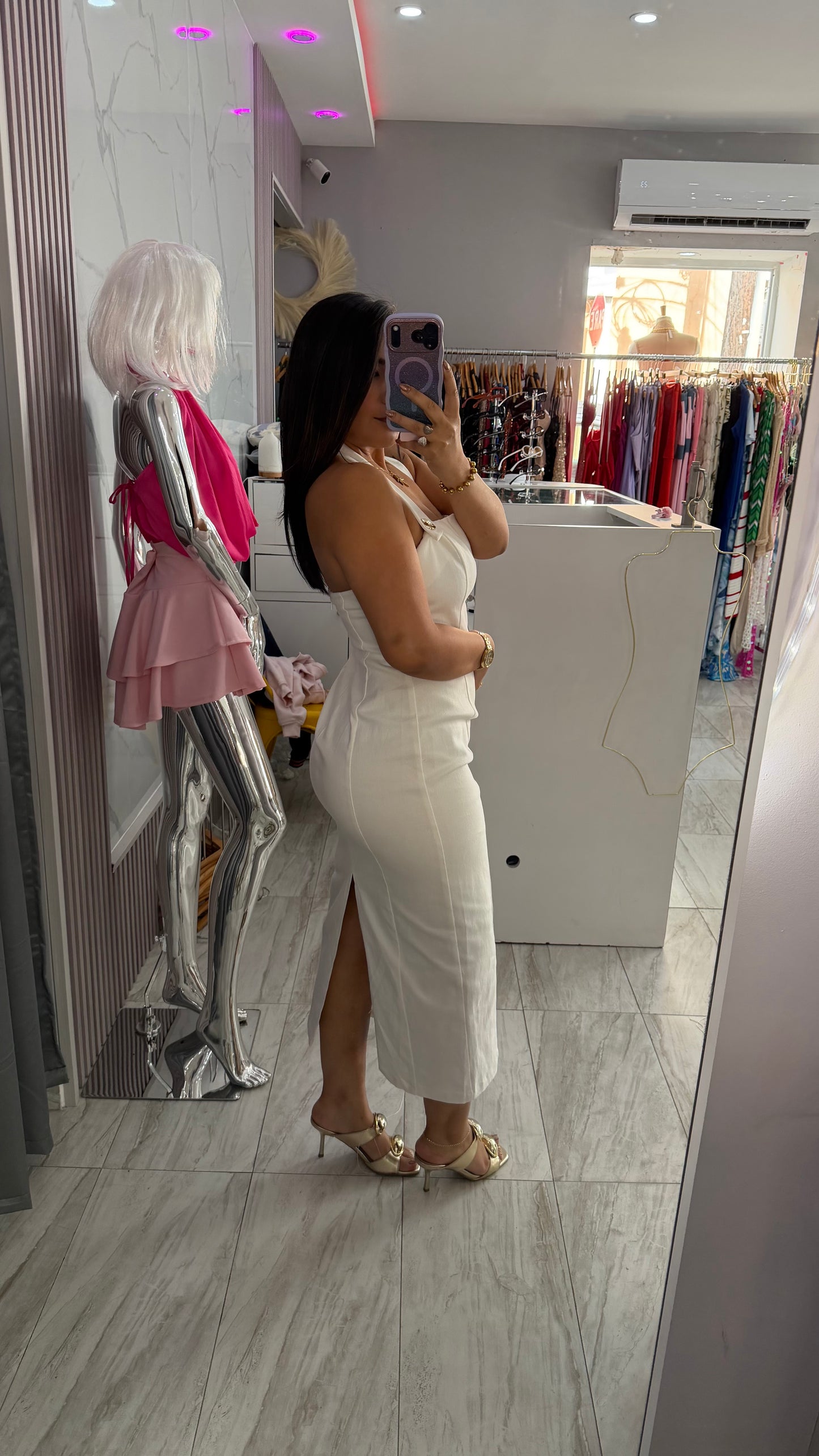 WHITE DENIM LONG DRESS