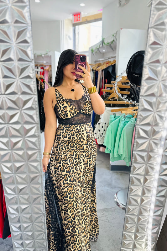 LACE LEOPARD DRESS