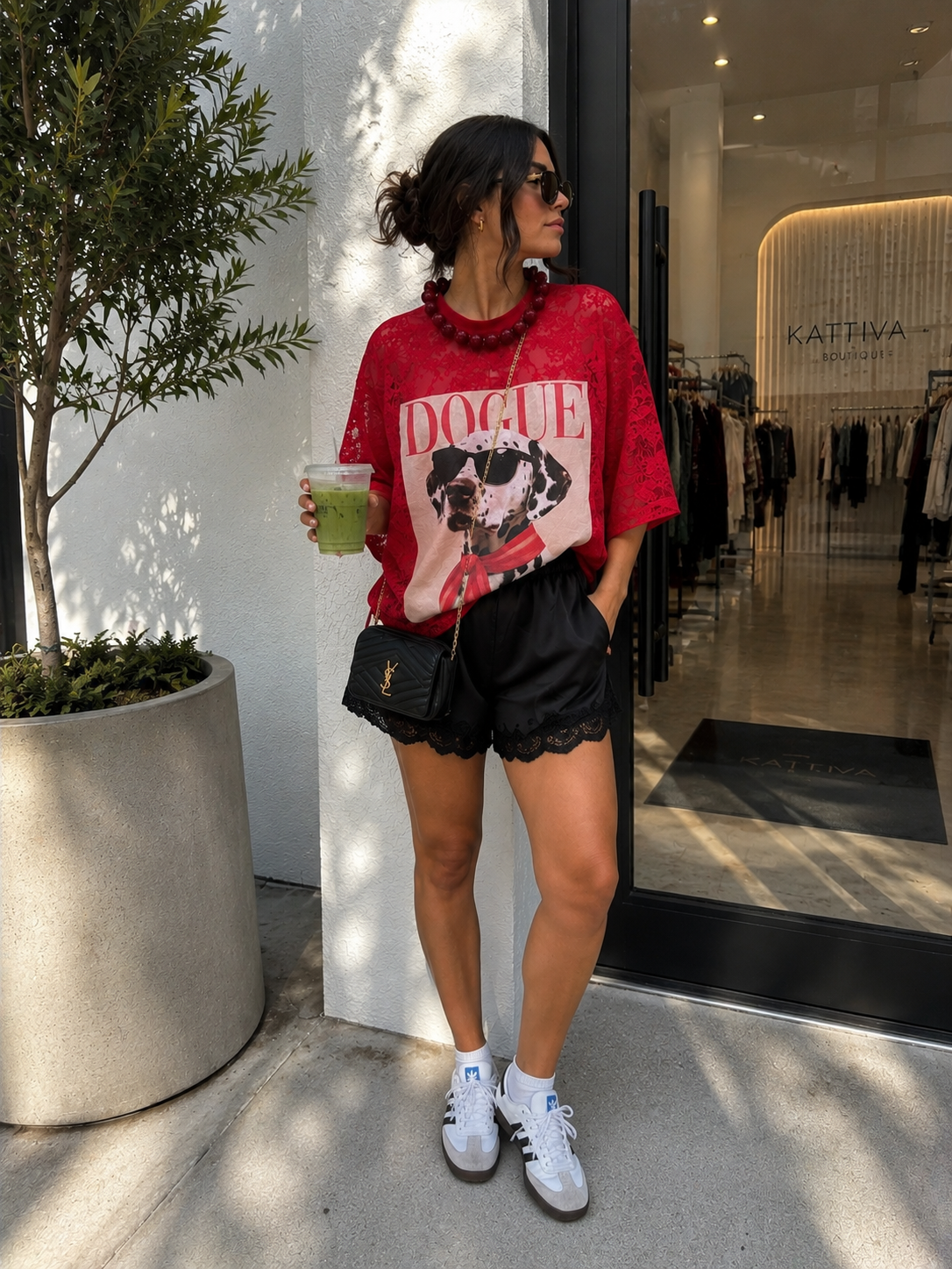 RED DALMATA LACE TOP