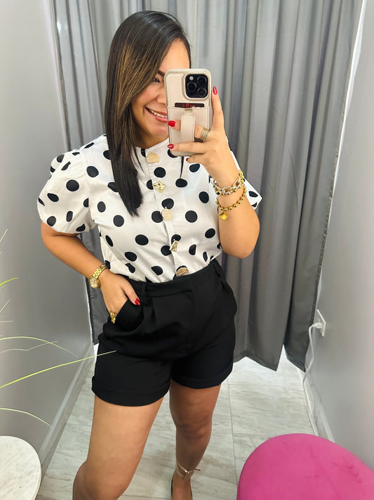 POLKA DOT WHITE SHIRT