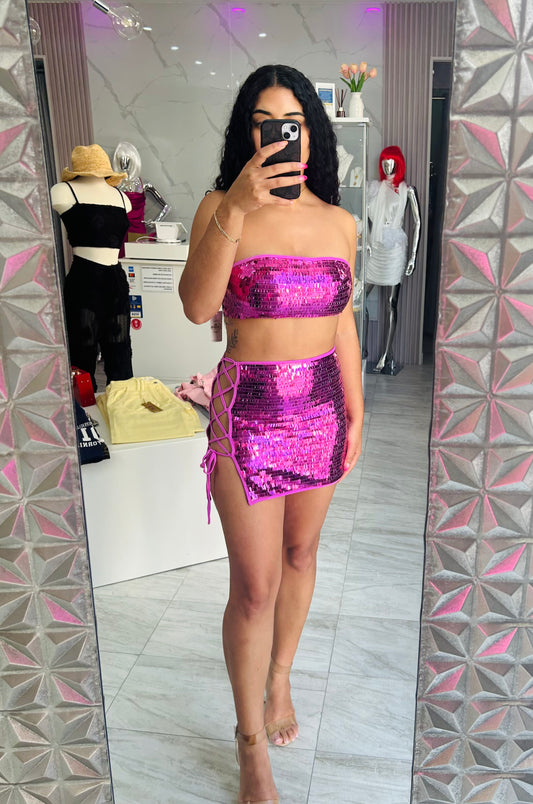PINK SEQUIN SET
