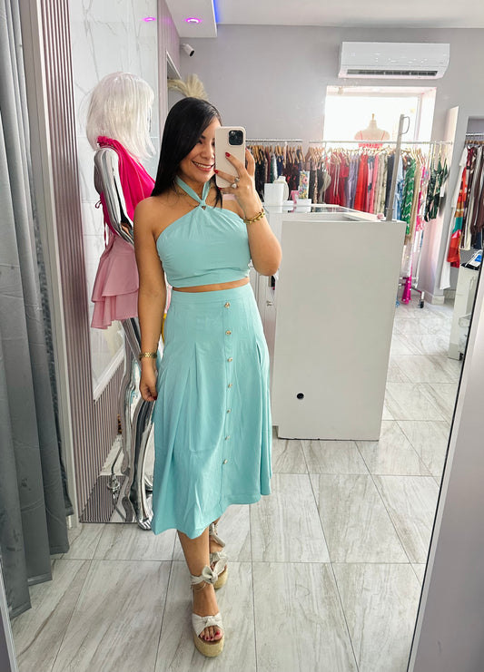 LINEN ACUA SKIRT SET