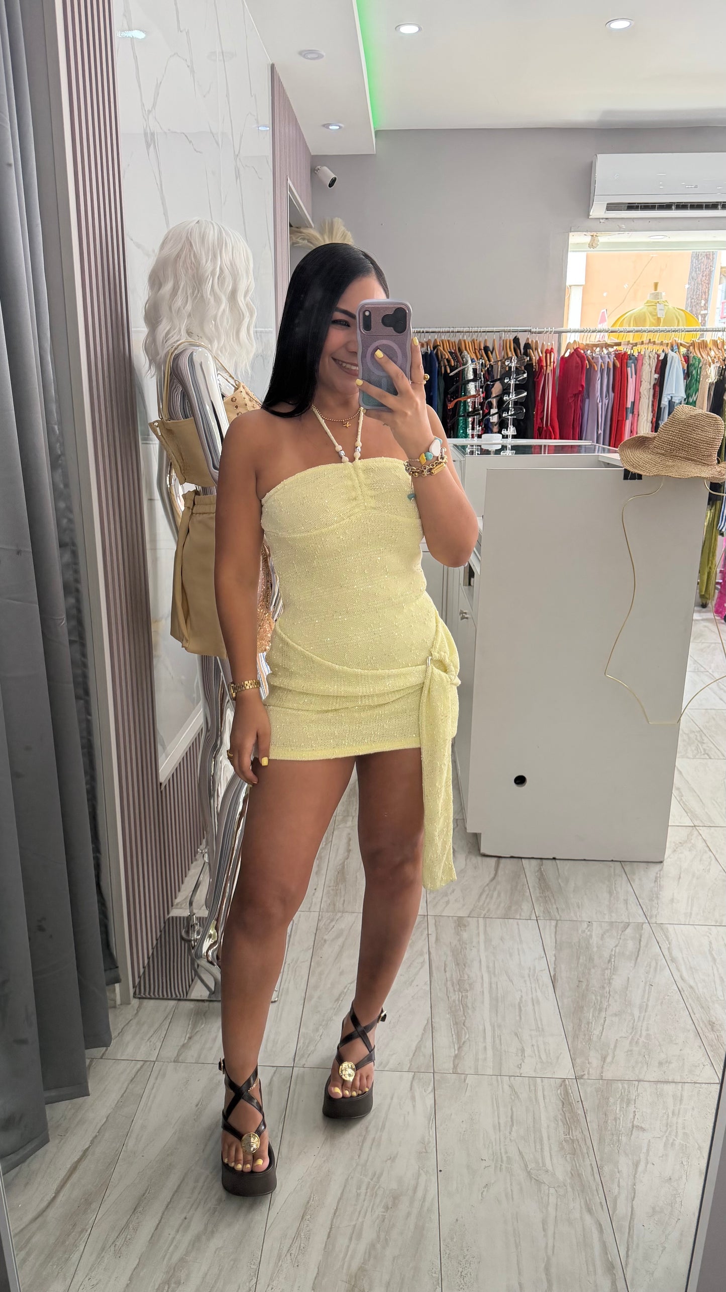 BUTTER YELLOW MINI DRESS