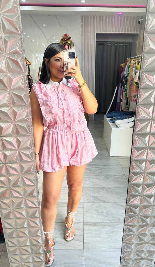 PINK BUBBLE SHORT SET