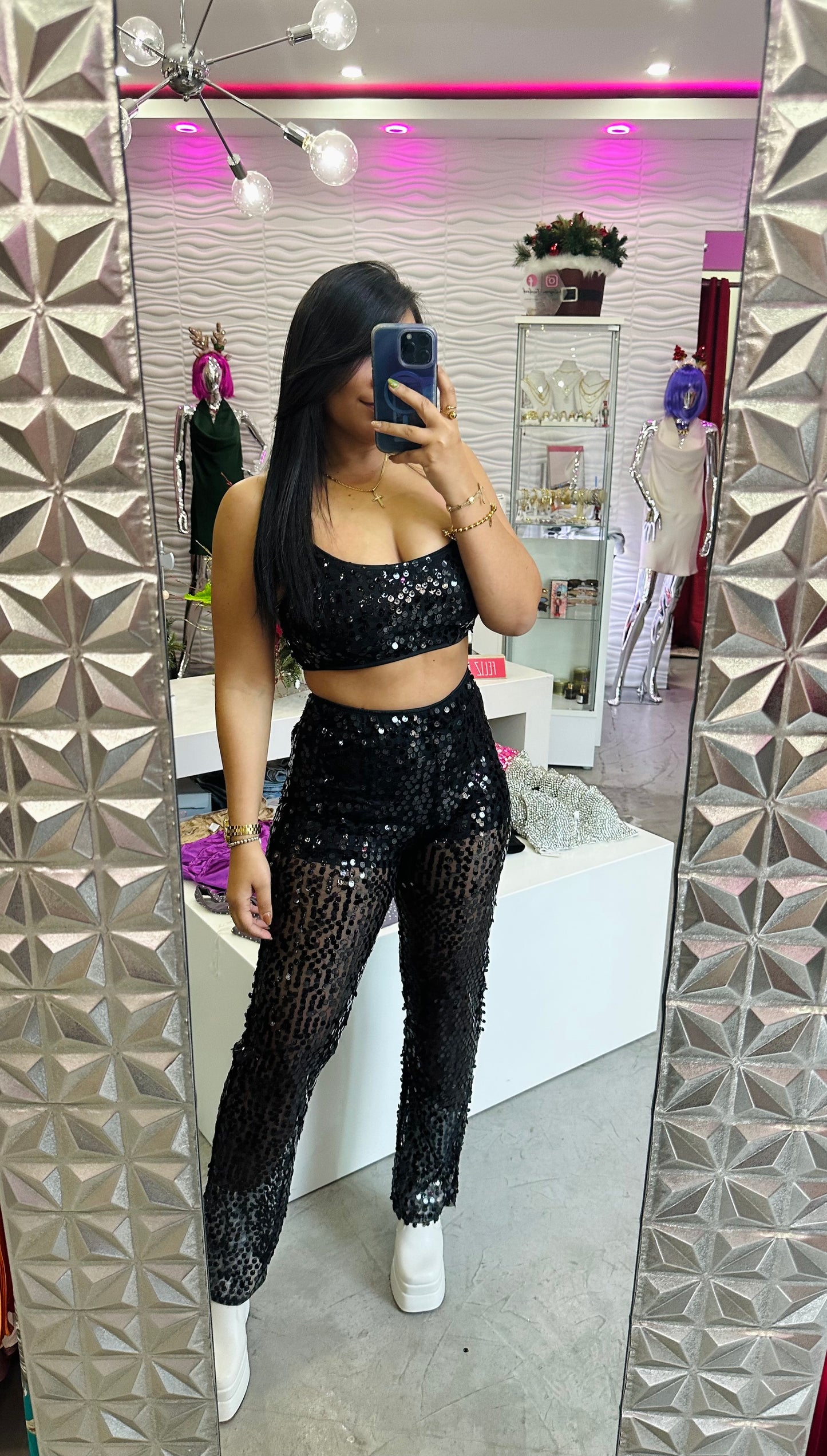 BLACK SEQUIN SET