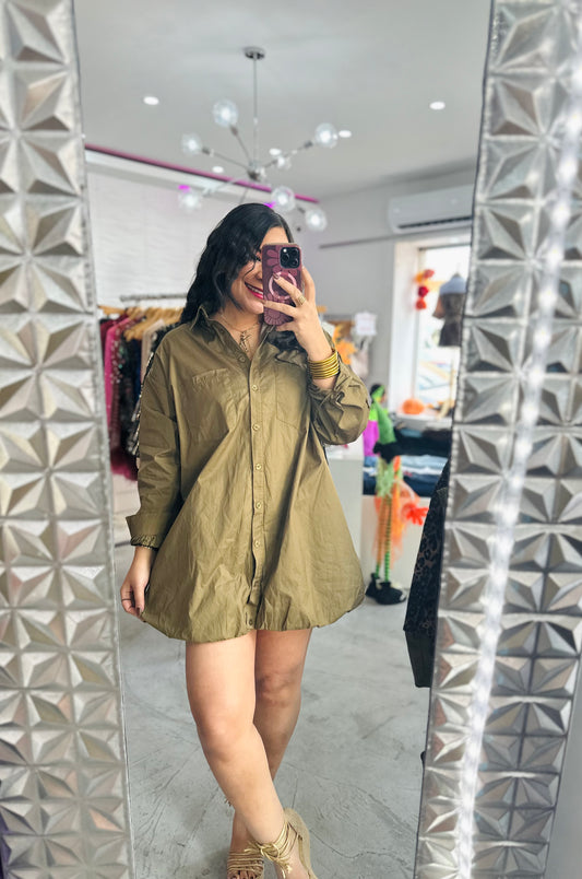 BUBBLE OLIVE TSHIRT DRESS