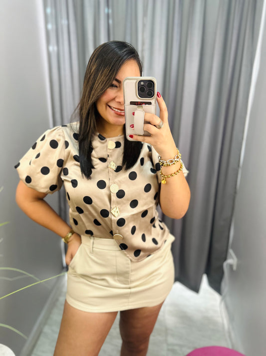 POLKA DOT KHAKI SHIRT