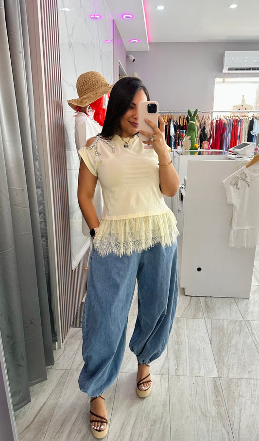 YELLOW ASIMETRIC TOP