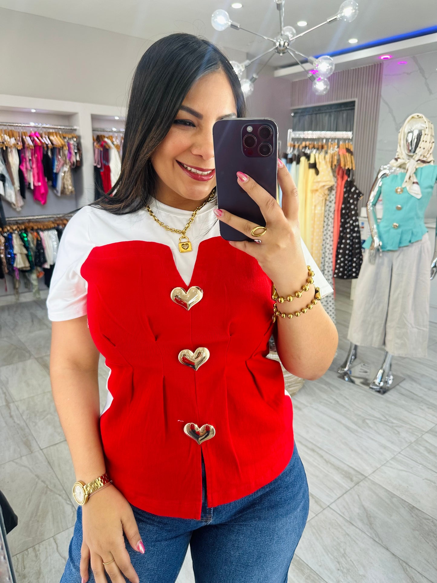 HEART RED TOP