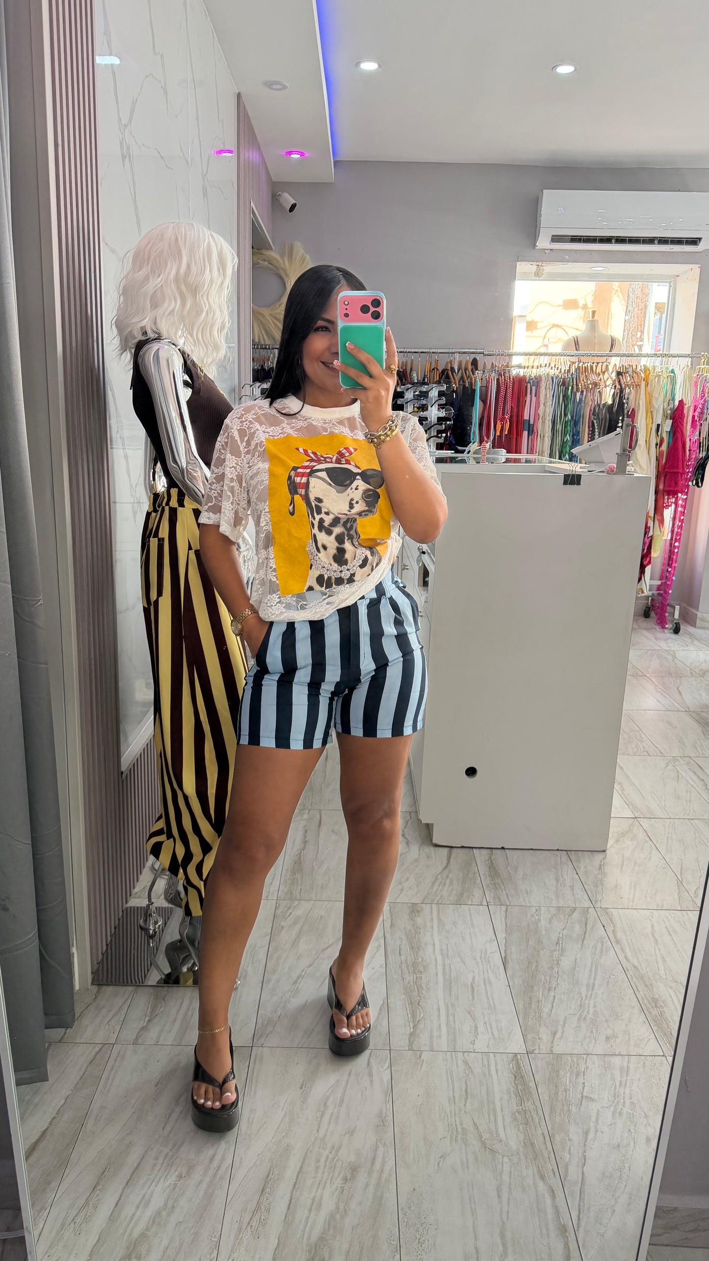 STRIPED SHORT PANT NAVY AND BABYBLUE