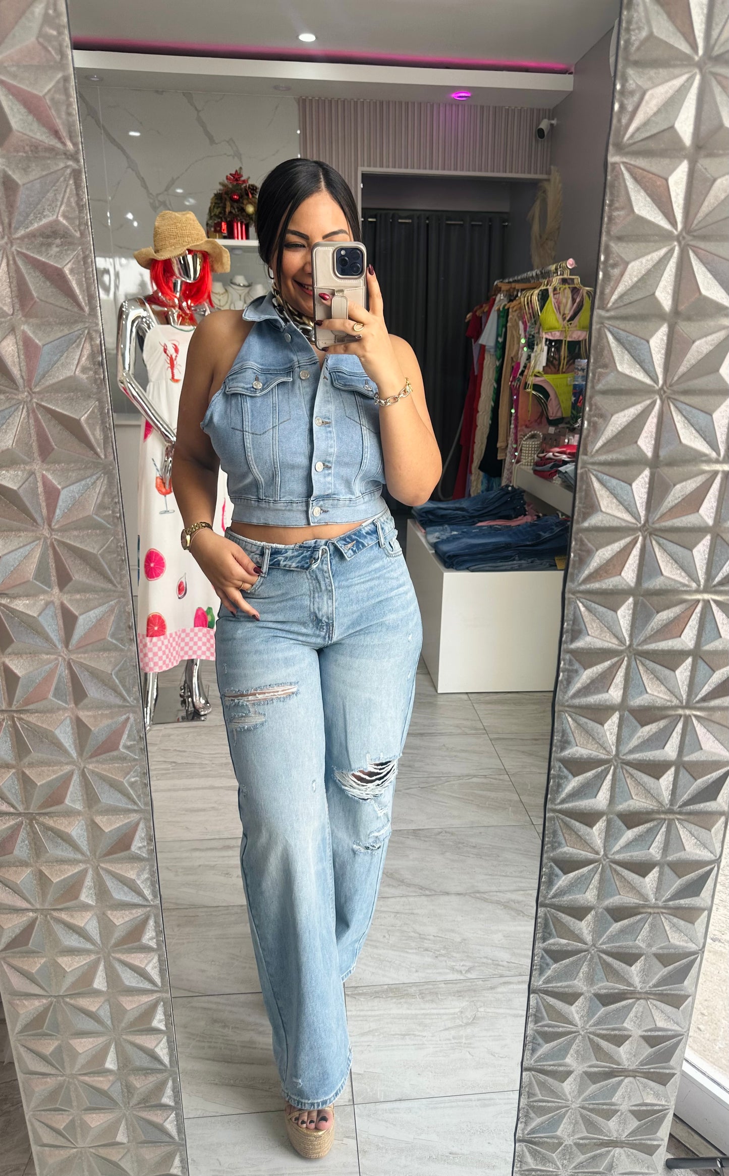 DENIM VEST TOP (corre grande)