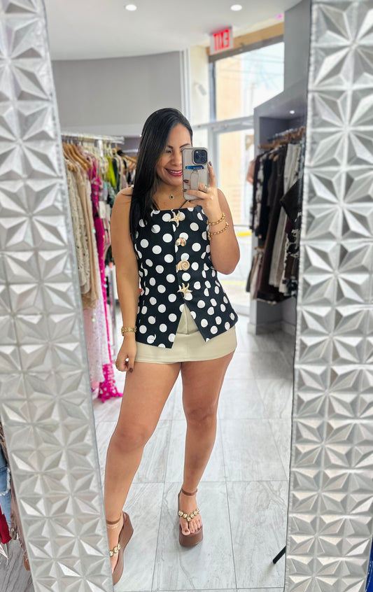 ECRU LEATHER SKORT