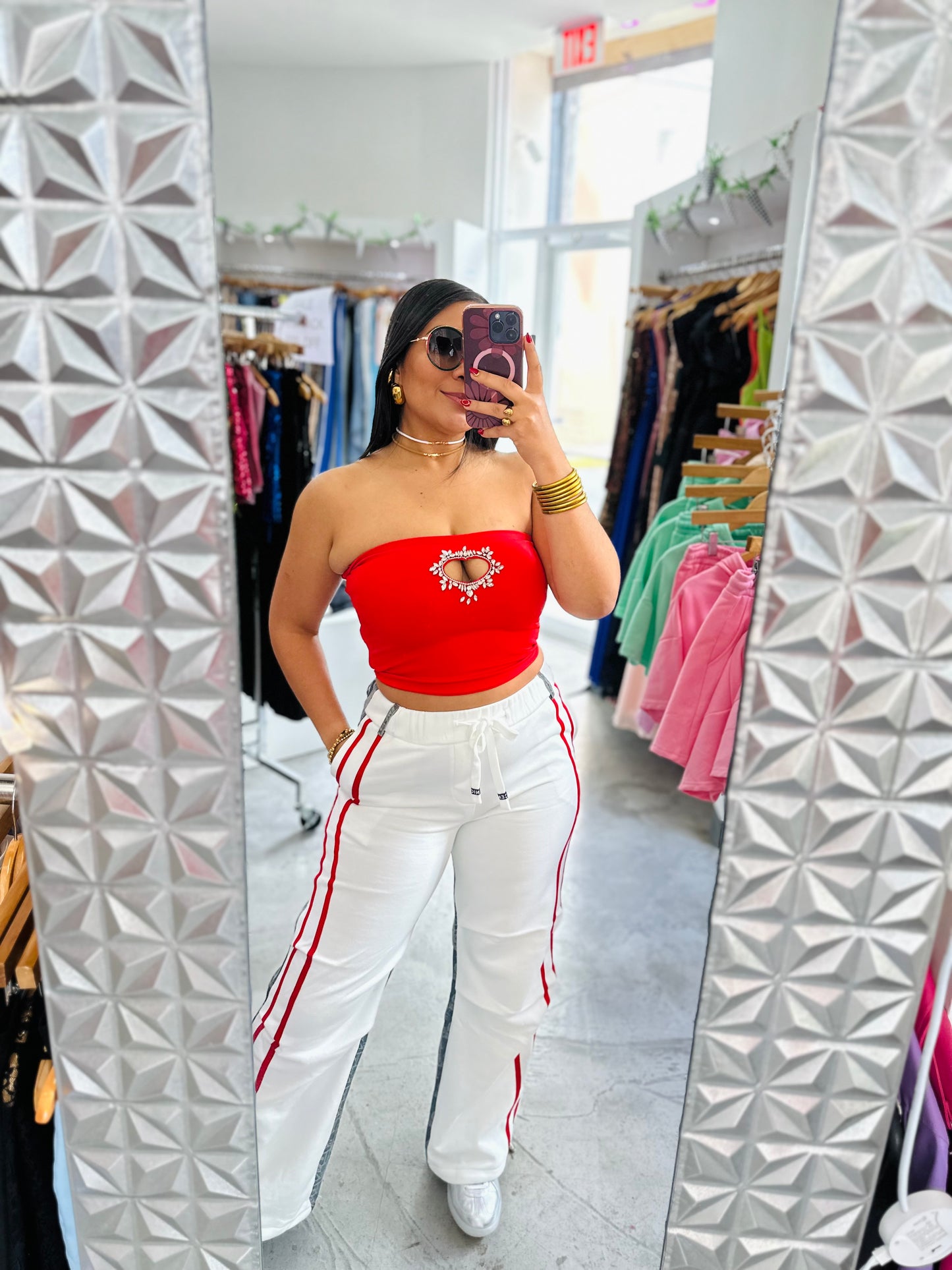 FIORELA STRIPLE RED PANT