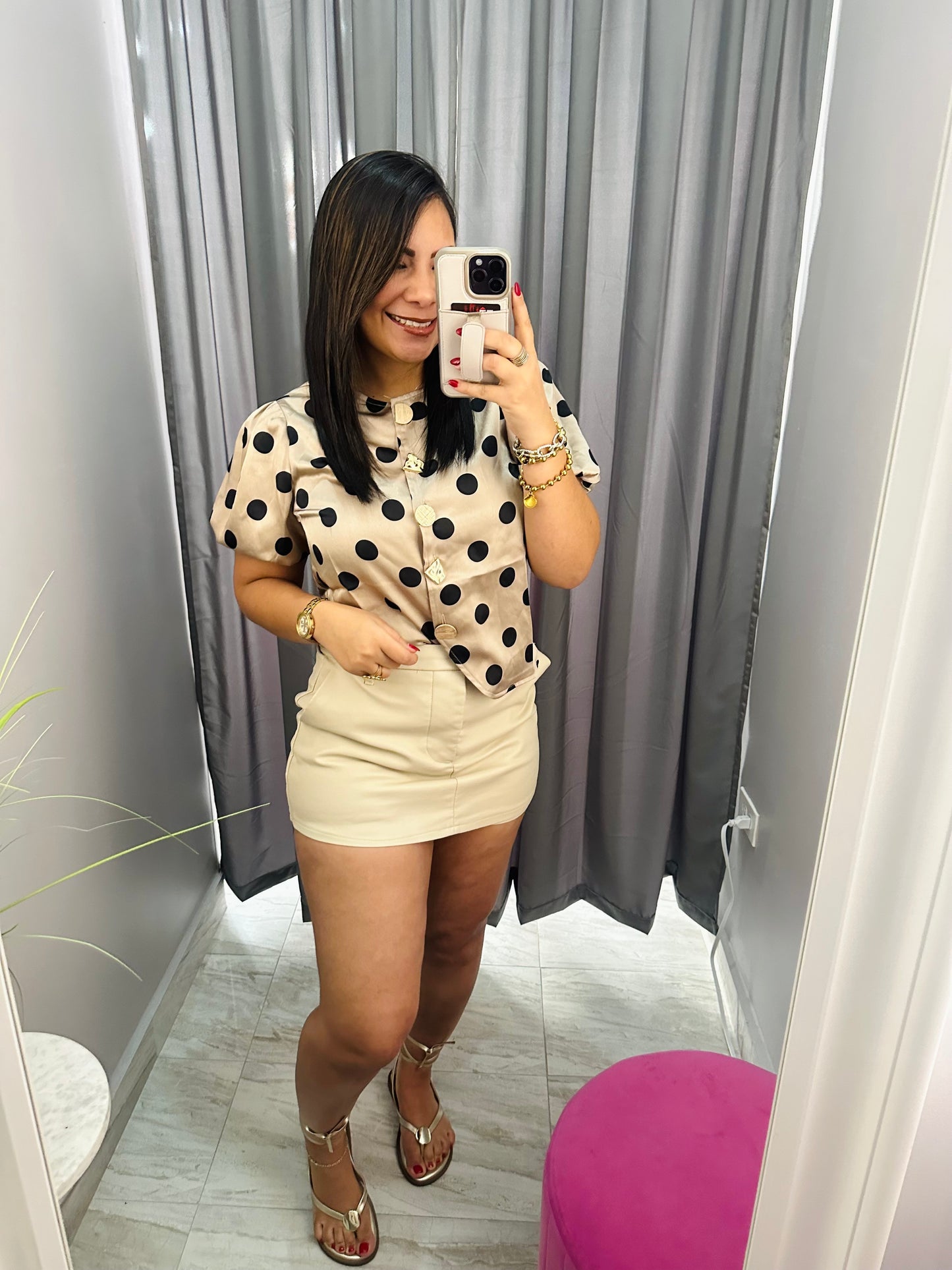 POLKA DOT KHAKI SHIRT