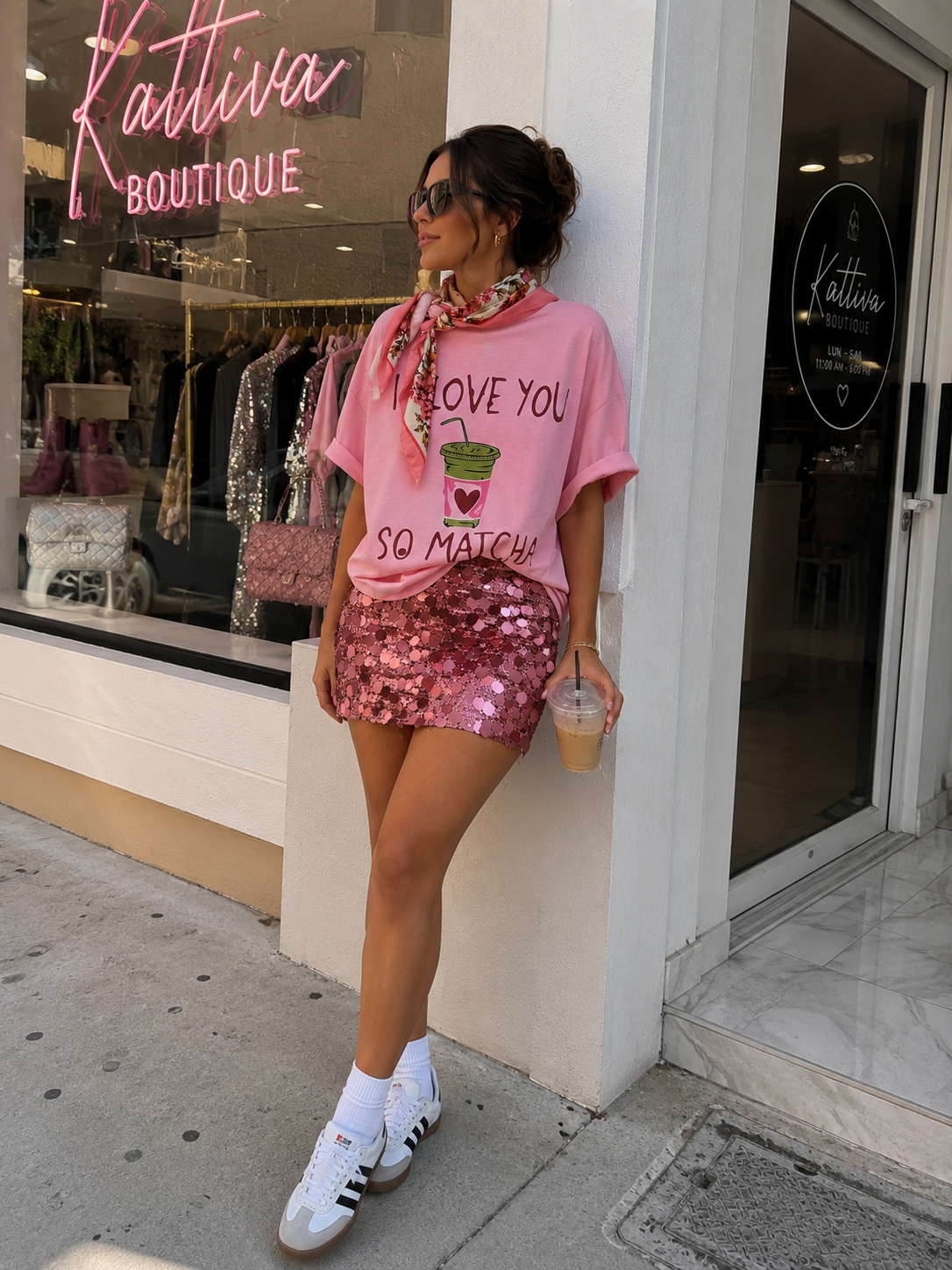 PINK SEQUIN MINI SKIRT
