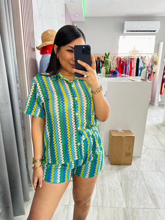 EASTER SHORT SET PINK/YELLOW