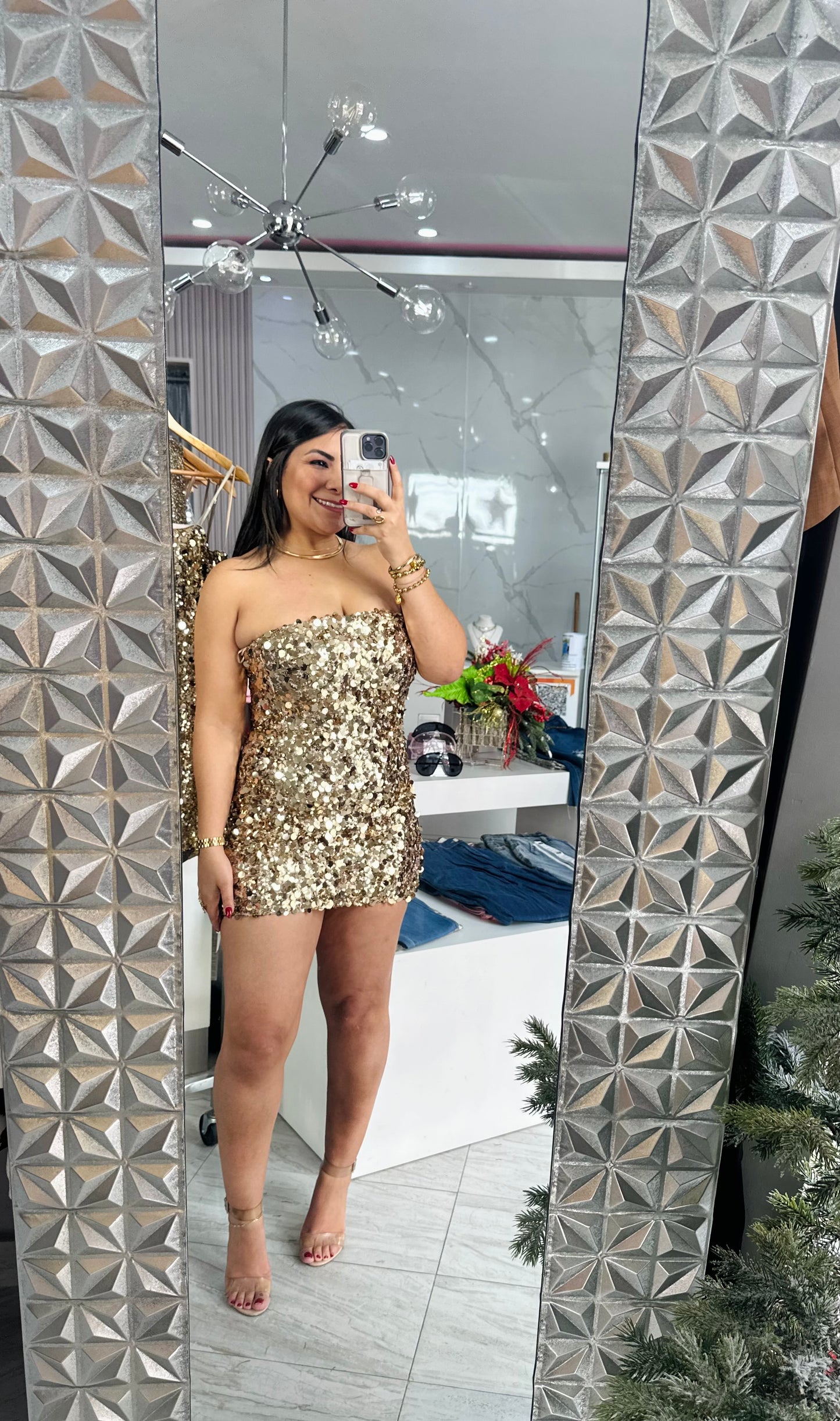 GOLD SEQUIN MINI DRESS