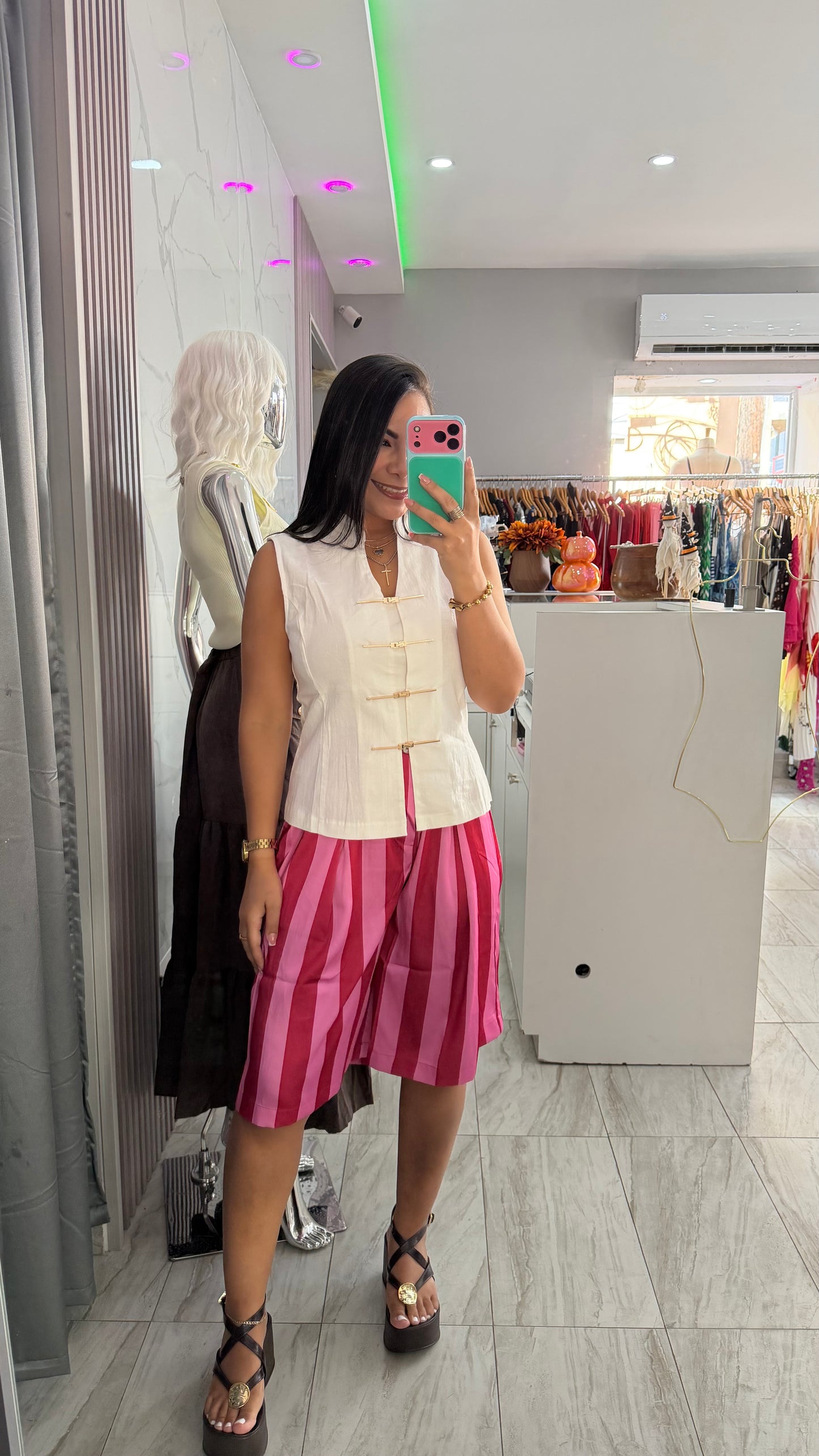 PINK AND FUSCIA SATIN PANT