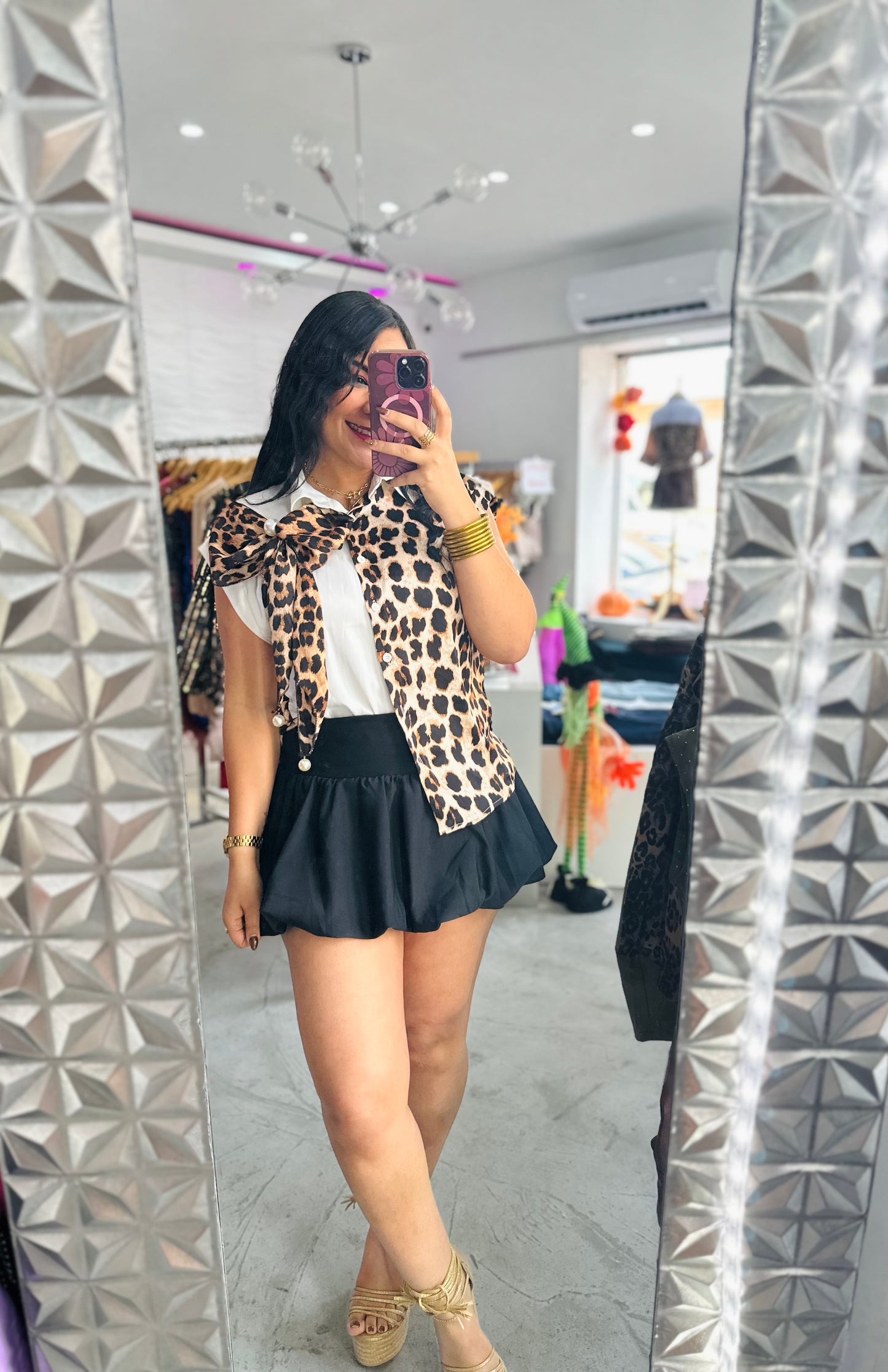 LEOPARD BOW TOP