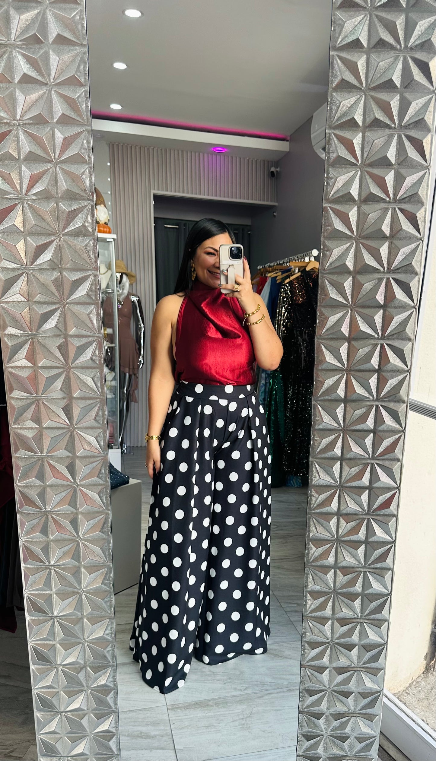 POLKA BLACK AND WHITE PANTS