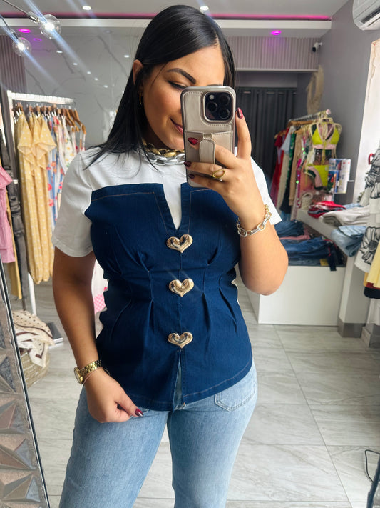 HEART DENIM TOP
