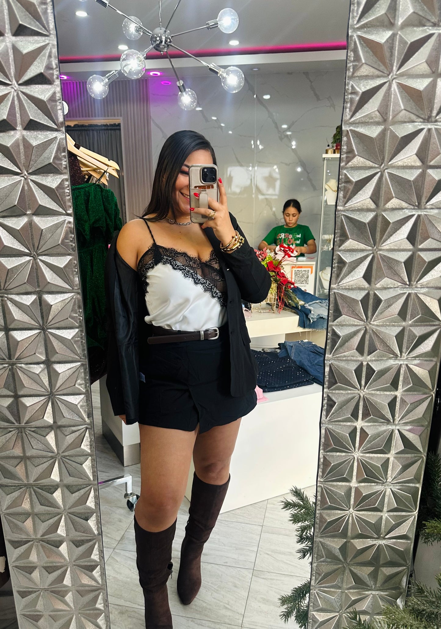 BLACK SKORT AND BLAZER SET