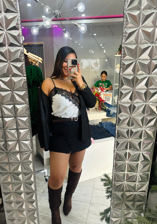 BLACK SKORT AND BLAZER SET