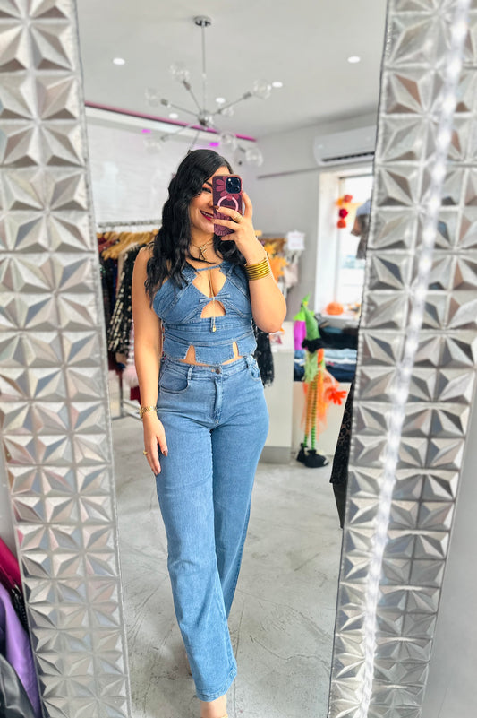 DENIM PANT SET