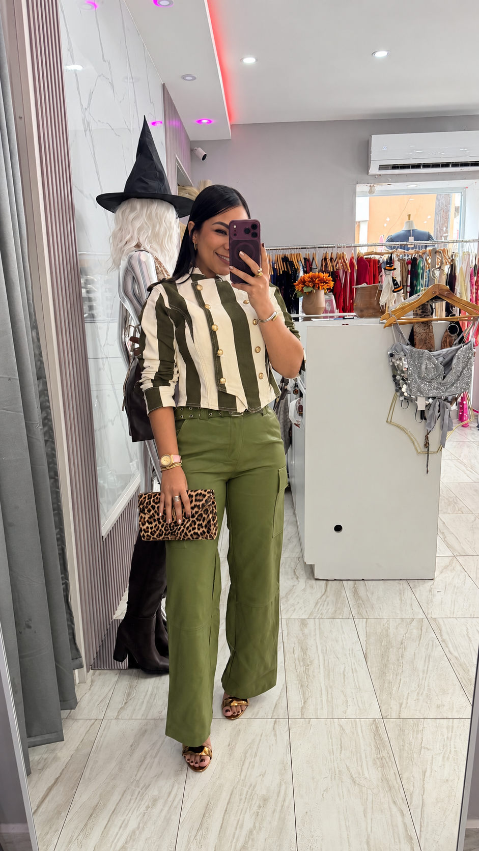 OLIVE LEATHER PANT