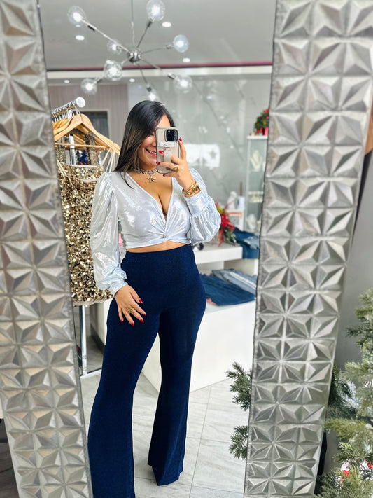 SILVER METALLIC TOP