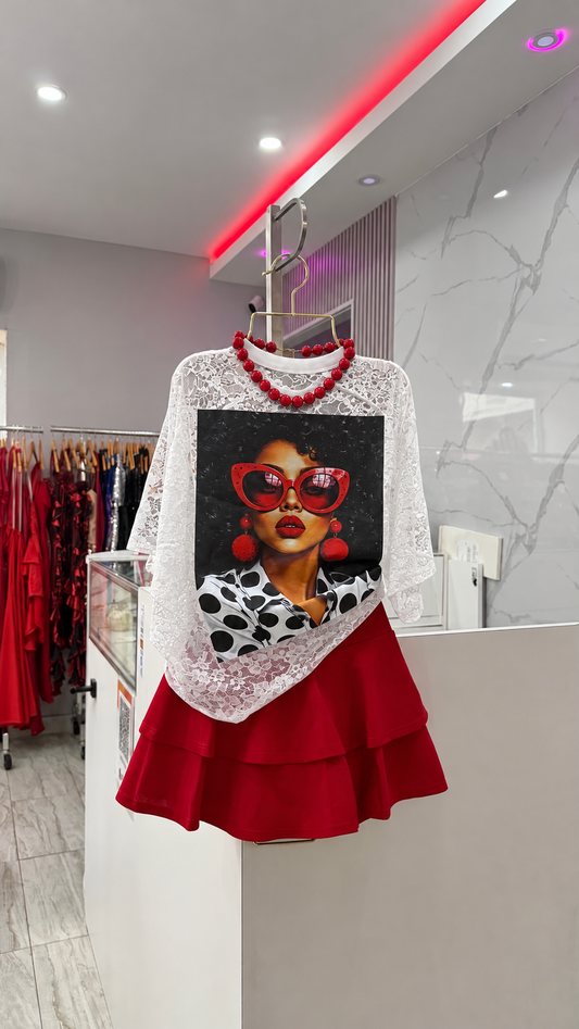 AFRO CHIC WHITE GIRLY LACE TOP