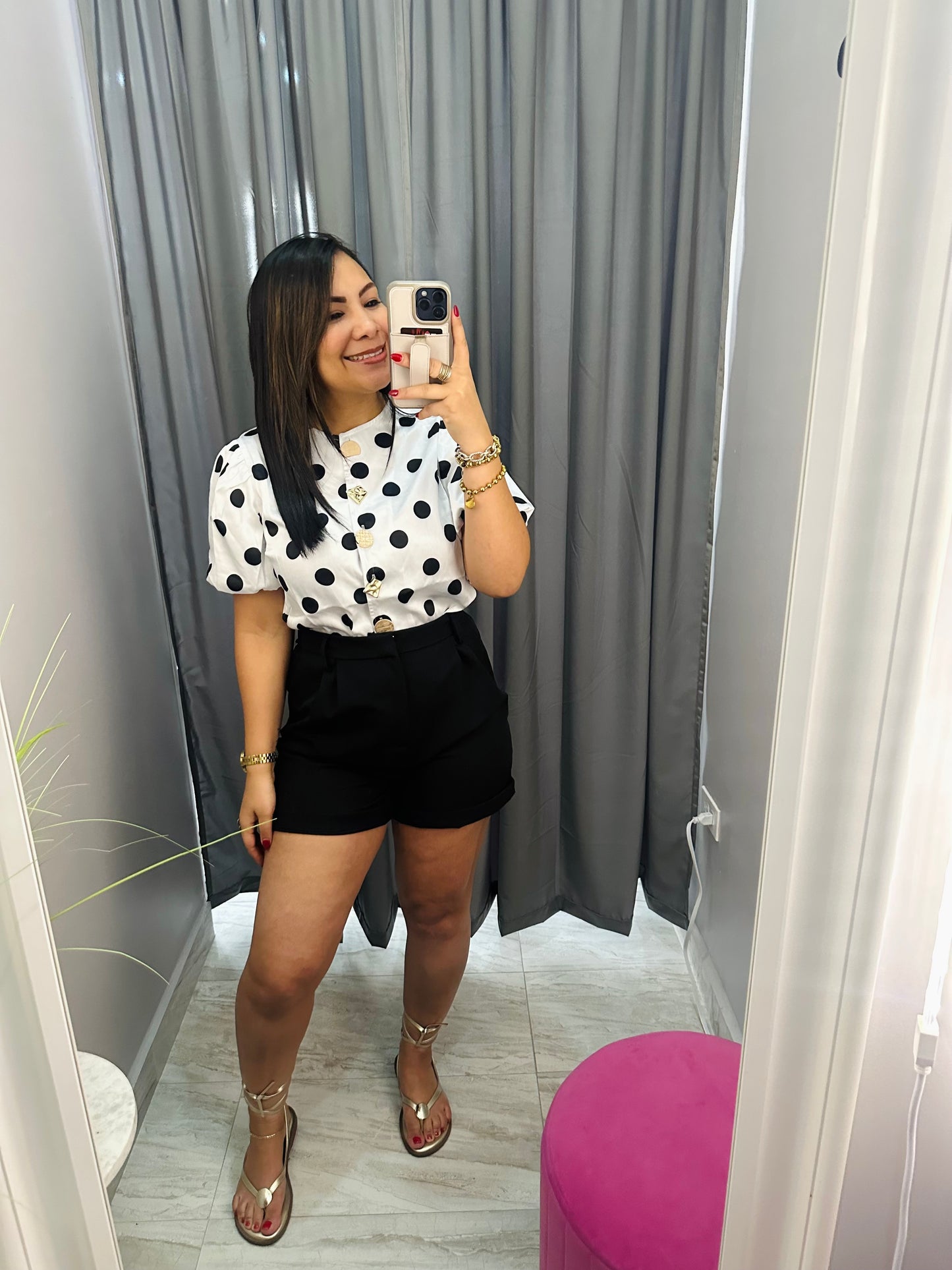 POLKA DOT WHITE SHIRT