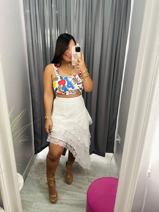 PR WHITE CROP TOP 🇵🇷