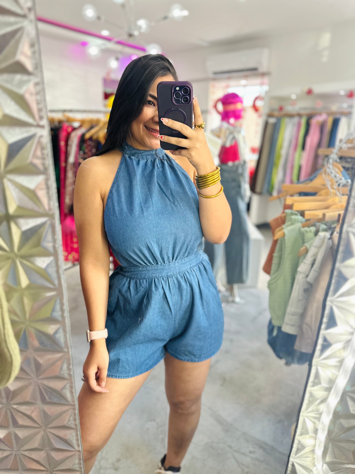 ANA DENIM ROMPER