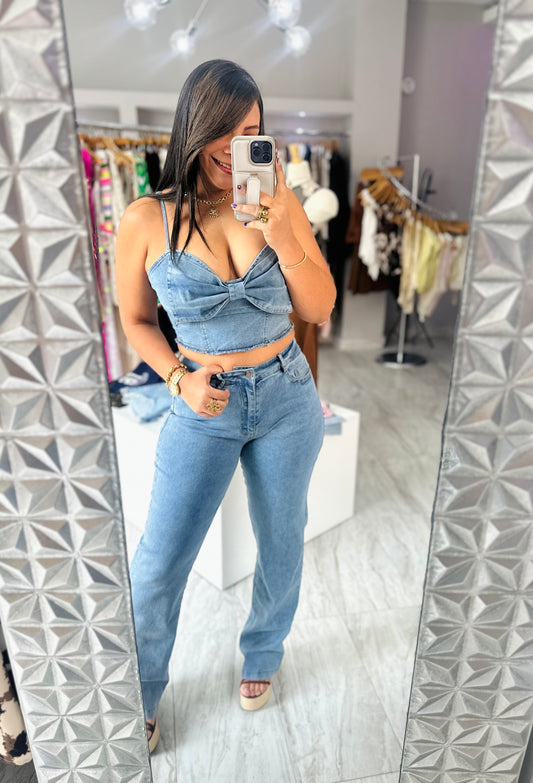 DENIM PANT SET