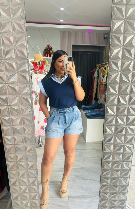 LIGHT DENIM SHORTS CORRE GRANDE BAJALE UN SIZE