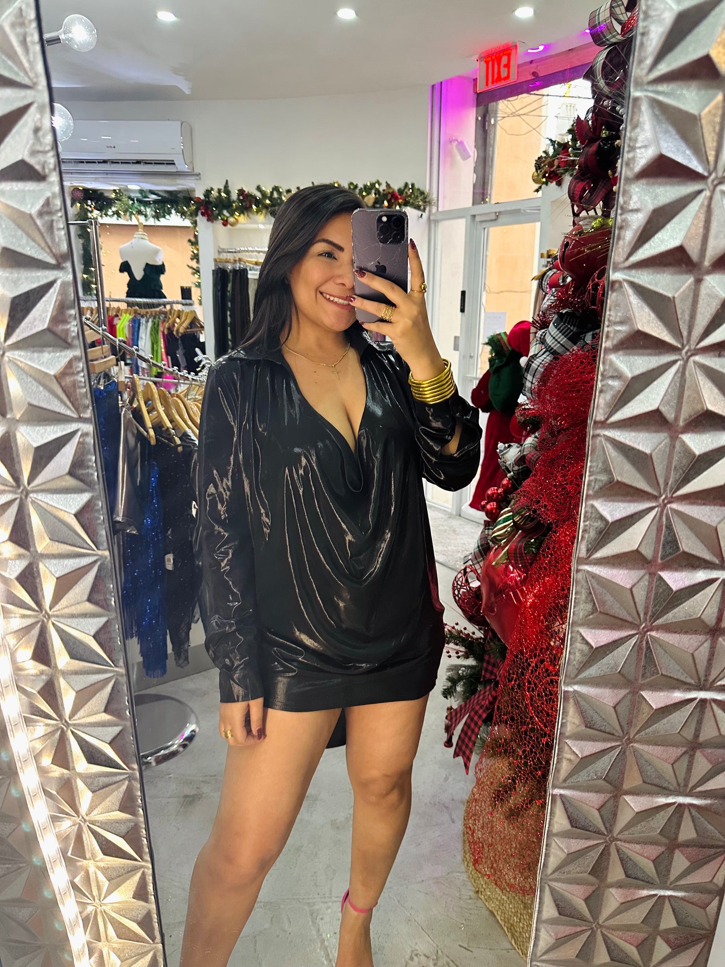 METALLIC TSHIRT DRESS