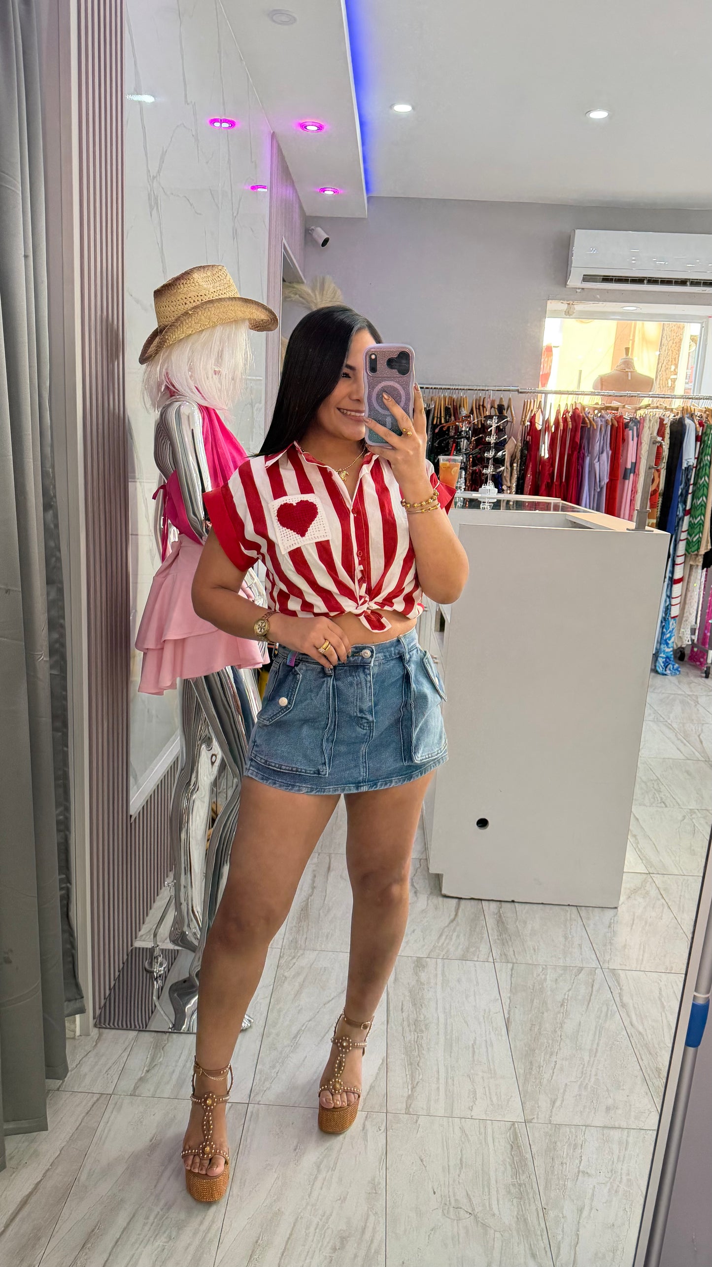 RED STRIPLE TOP