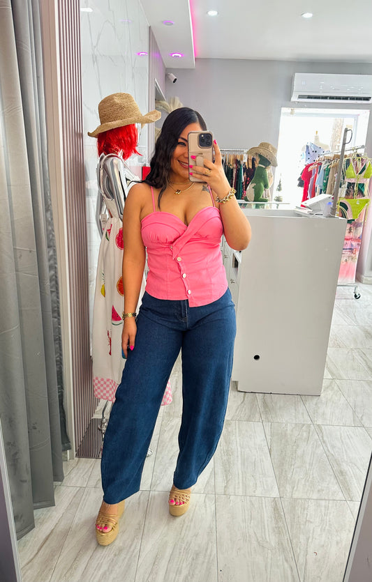 PINK DENIM TOP