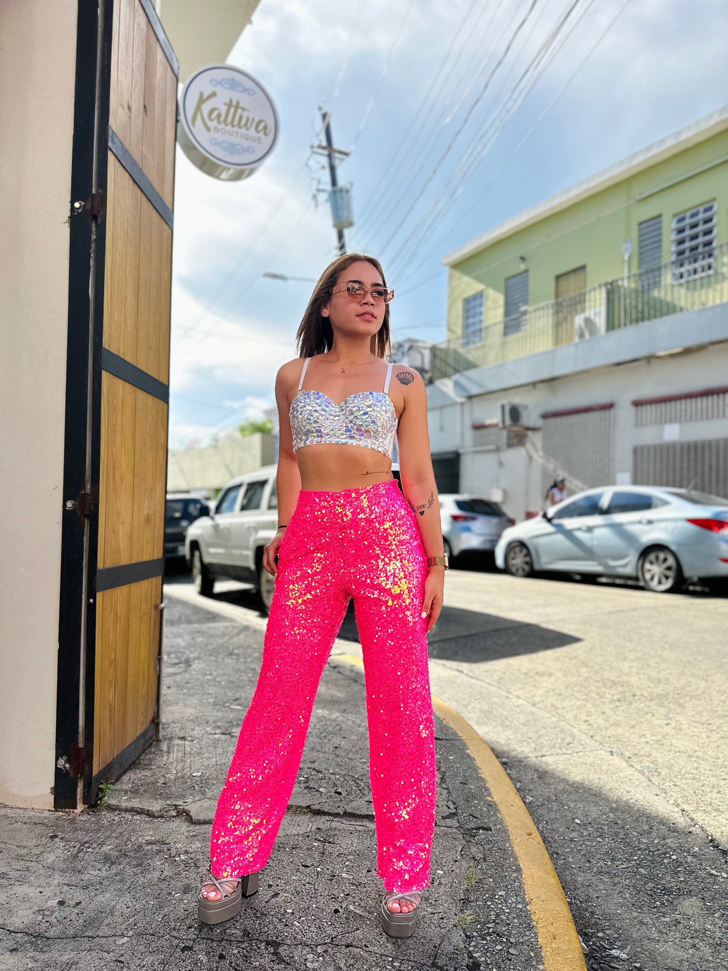 PINK SEQUIN BARBIE PANT