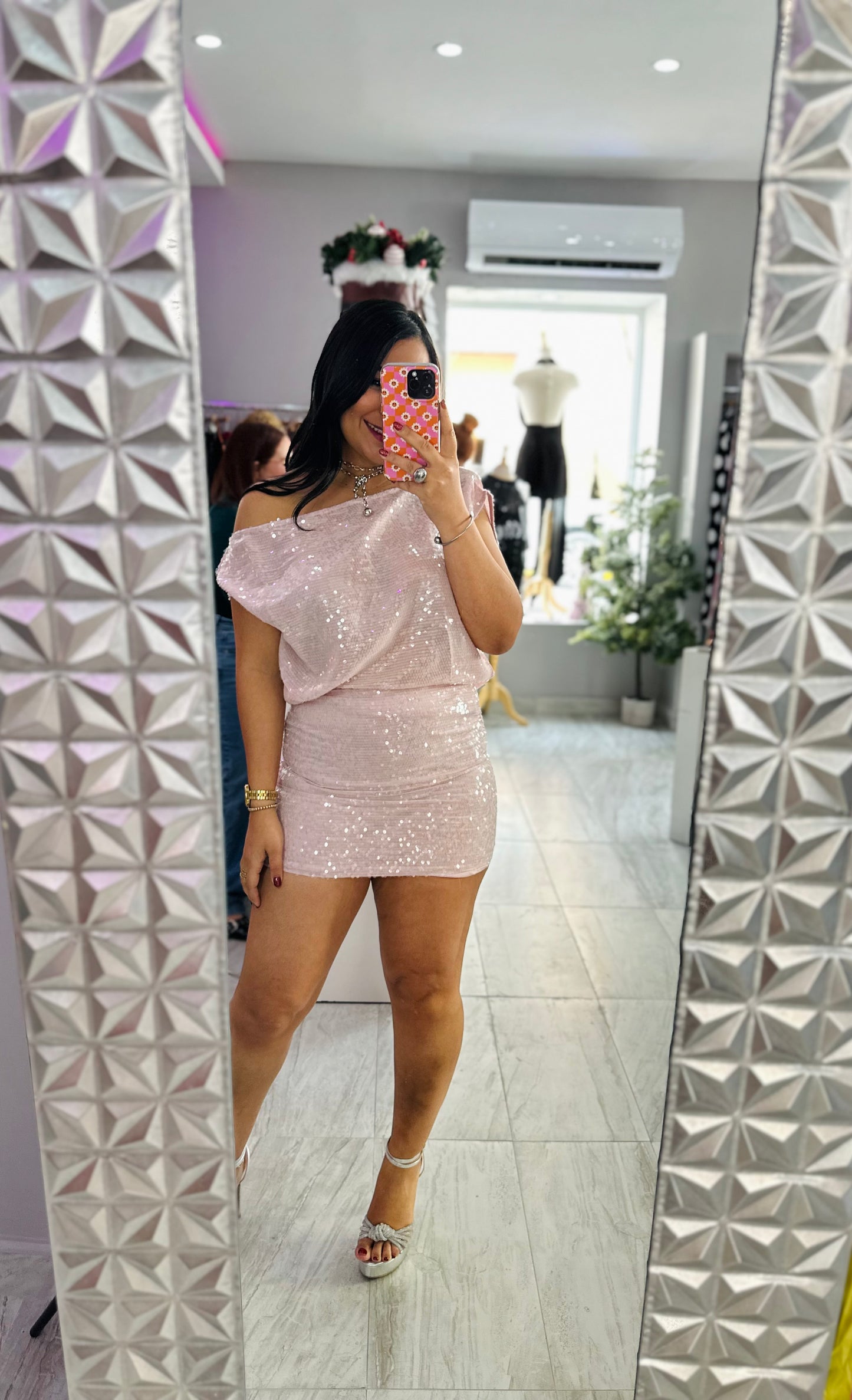 PINK SEQUI SKIRT