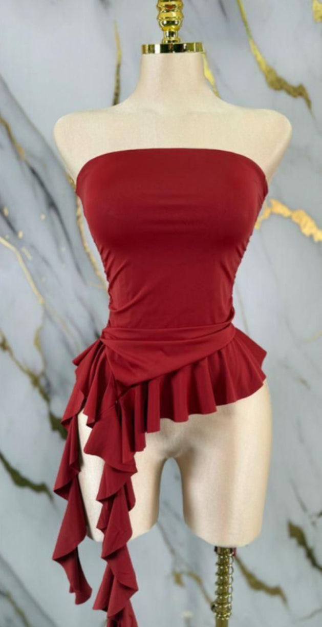RED RUFFLE TOP