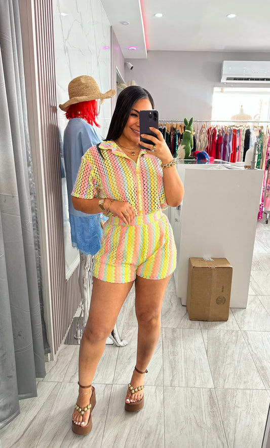 EASTER SHORT SET BLUE/YELLOW