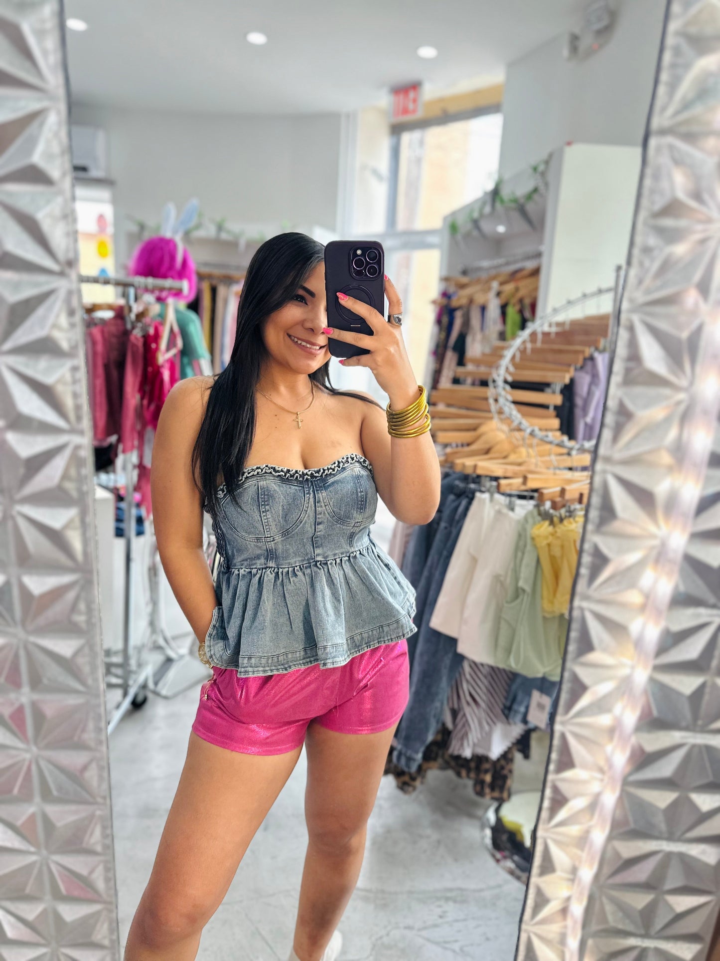 PINK METALLIC SHORT